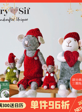 Gry&Sif丹麦设计羊毛毡艺术摆件手工花环蝴蝶老鼠圣诞新西兰羊毛