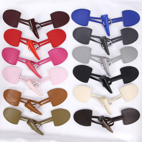 彩色牛角女士毛呢大衣风衣纽扣