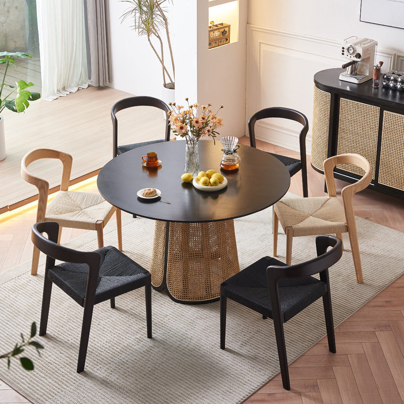 北欧实木餐桌家用小户型藤编圆桌现代简约餐厅酒店餐桌绳编椅组合,商业/办公家具,餐桌椅系列,淘宝优惠券,粉丝福利购,淘宝优惠卷