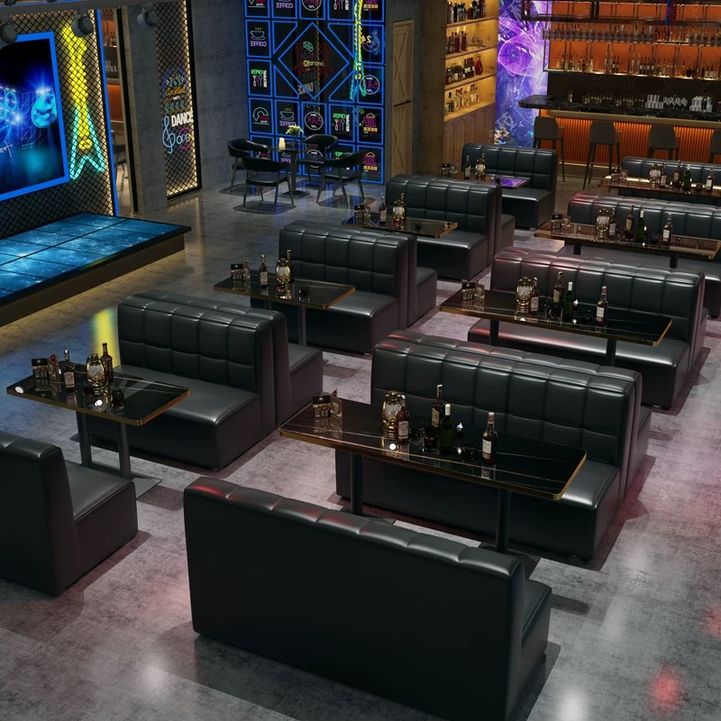 酒吧清吧音乐餐吧小酒馆西餐厅沙发卡座桌椅组合高靠背轻奢餐桌椅