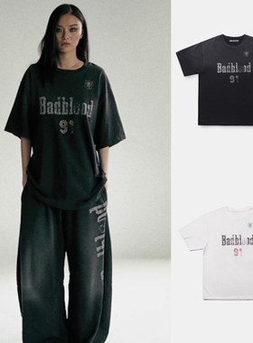 韩国badblood美式水洗做旧短袖t恤夏季高街宽松字母印花半袖上衣