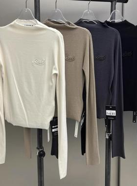 韩国badblood美式软糯堆堆领长袖打底衫百搭修身显瘦针织衫T恤