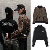 修身 韩国badblood美式 复古豹纹立领刺绣拉链针织开衫 休闲毛衣外套