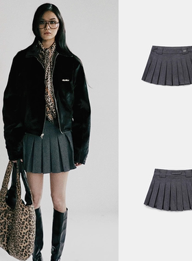 韩国badblood秋冬羊毛a字裙女美式休闲减龄显瘦小个子百褶短裙