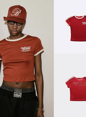 韩国badblood小众字母印花t恤女美式复古修身透气显瘦辣妹短袖夏