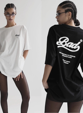 韩国潮牌badblood字母印花宽松T恤男女同款经典美式圆领短袖上衣
