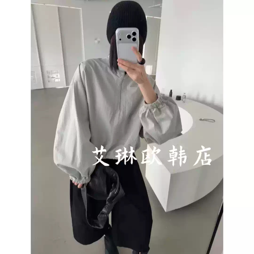 aboutmoon月亮家54126秋款半拉链立领松紧袖口休闲宽松短外套女