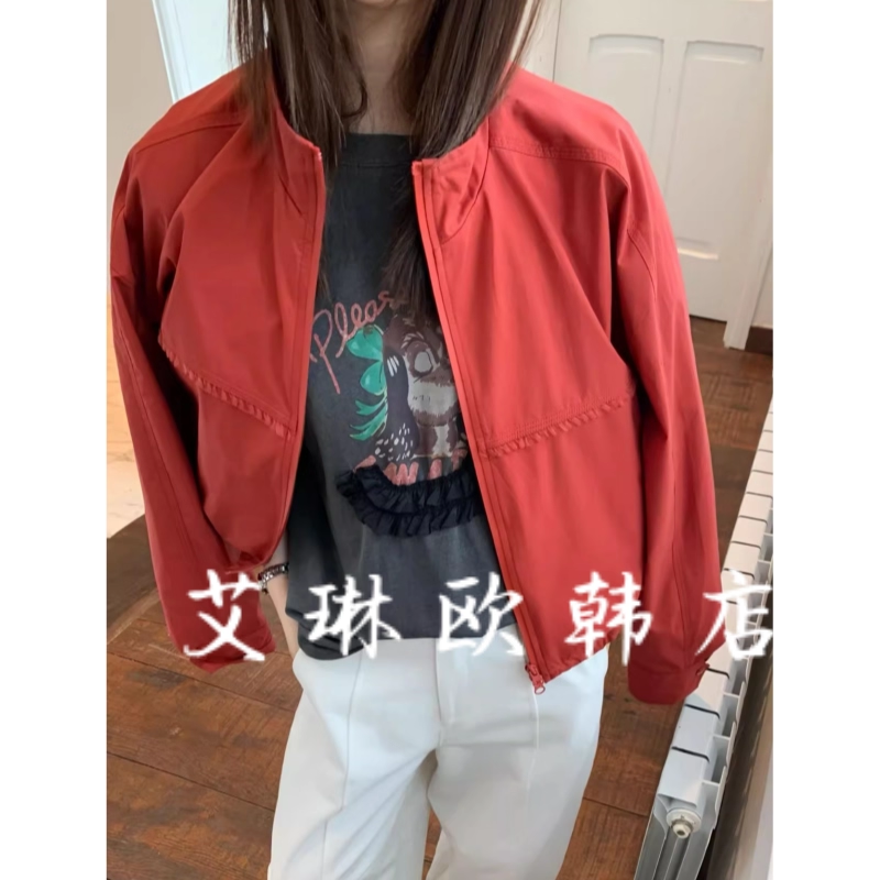 QZX10526秋花边夹克短外套冲锋衣