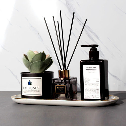洗手间轻奢卫浴样板房间浴室卫浴套装现代分装瓶香薰摆件软装饰品