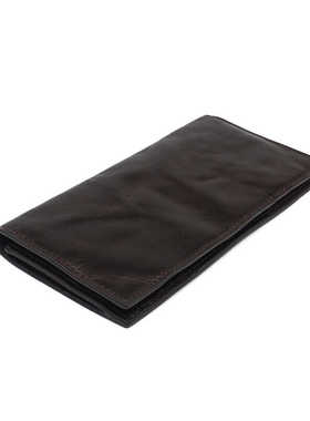 欧美新款钱包两折头层牛皮多卡位按扣长款手拿包经典卡包零钱夹薄