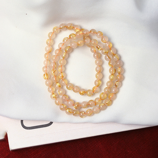 天然金发晶三圈手链金色水晶多圈手串 黄发晶钛晶手链饰品 女款