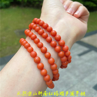 精品南红饰品 男女款 天然南红玛瑙保山料满色满肉圆珠款 多圈手链