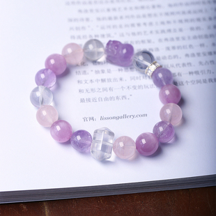 清新款 女款 手串饰品 手链 天然水晶紫粉水晶紫锂辉搭配貔貅原创款