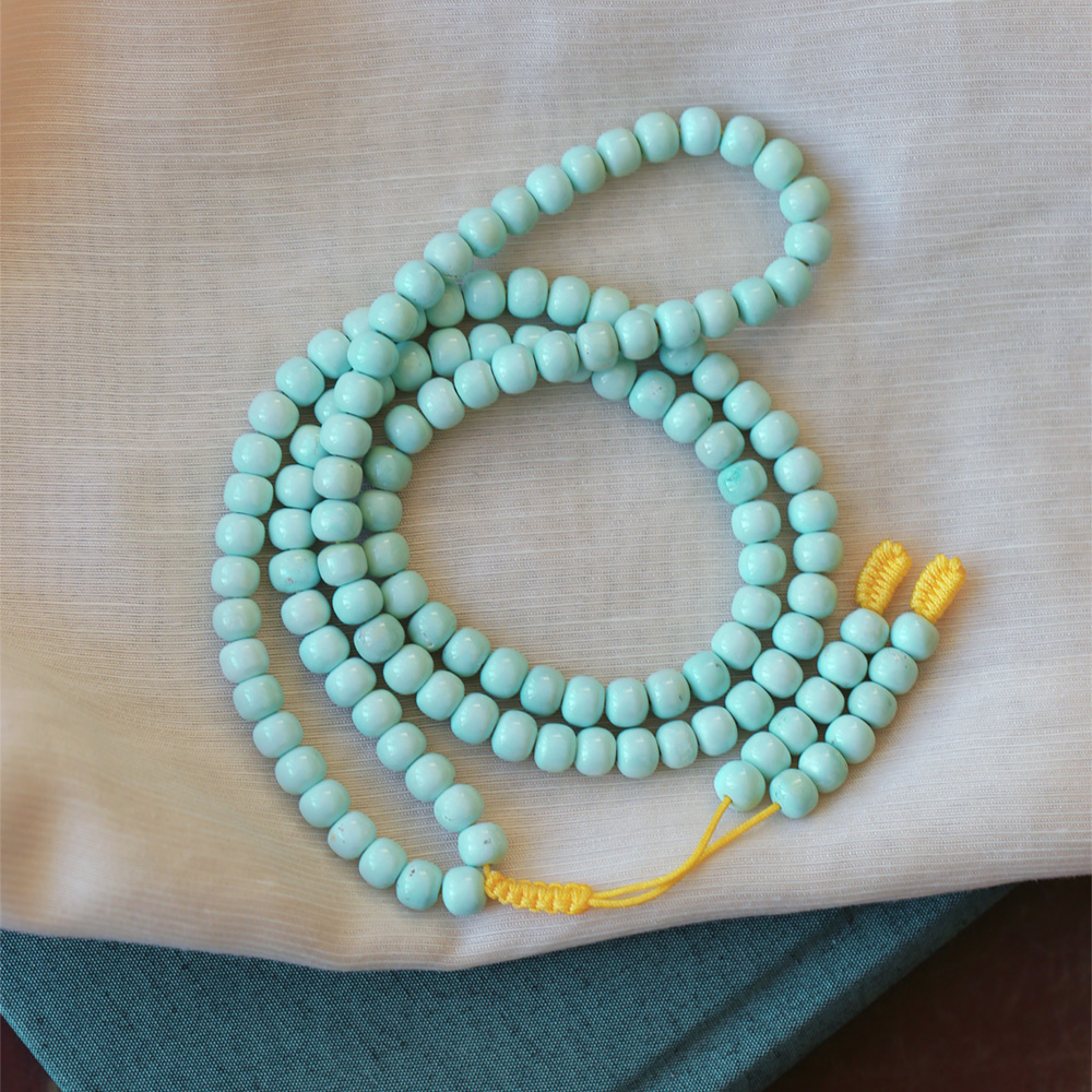 精品天然湖北原矿绿松石老型珠款佛珠链 男女款高端绿松手串饰品