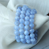 男女款 天然水晶蓝纹石圆珠款 手链 水晶蓝纹石蓝纹玛瑙饰品礼物