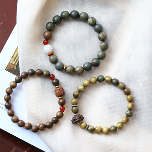 文玩木透女款 非常清香 手串 原创手链 天然绿檀木手链搭配款