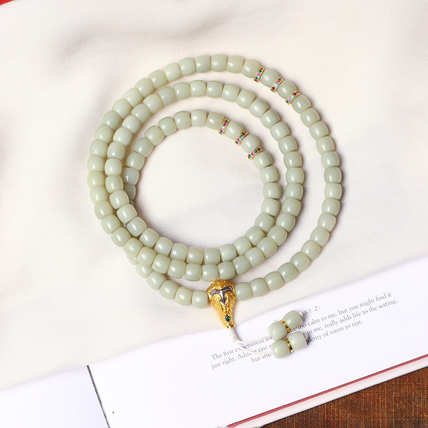 天然和田玉新疆料沙枣青直切多圈原创手链 佛珠链 玉石手串饰品