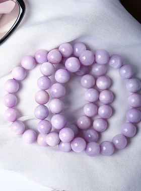 工厂处理福利价天然水晶紫锂辉圆珠单圈手链 女款锂辉石手串饰品