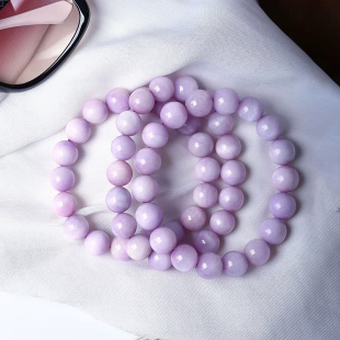 工厂处理福利价天然水晶紫锂辉圆珠单圈手链 锂辉石手串饰品 女款