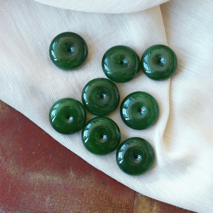 料子好 天然俄罗斯碧玉冰绿老料平安扣款吊坠 男女款玉石挂坠饰品