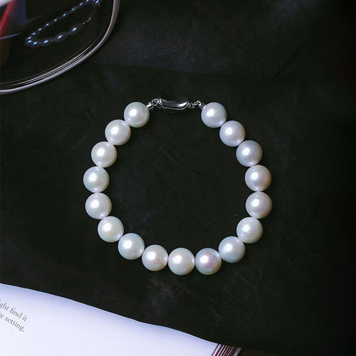 精品天然淡水珍珠手链单圈 散珠半成品 正圆亮光女款珍珠手串饰品