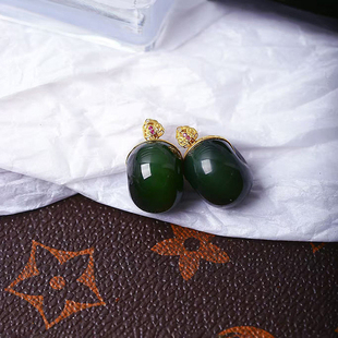 天然俄罗斯碧玉黑猫老料平安扣款吊坠 男女高端玉石猫眼挂坠饰品