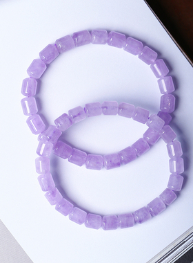 小清新款天然薰衣草色紫水晶桶珠款手链女款紫色水晶手串饰品礼物