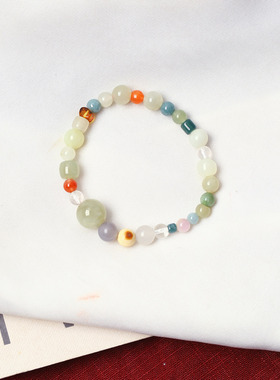 工厂福利 天然和田玉水晶原创搭配款手链 女款玉石手串饰品礼物