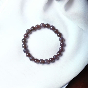 天然和田玉冰料烟紫圆珠款手链 女款高端玉石手串饰品礼物