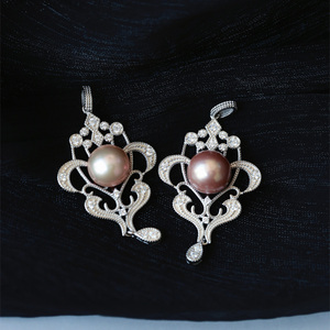 天然淡水珍珠纯银镶嵌款吊坠 女款简约珍珠挂坠饰品 正圆强光