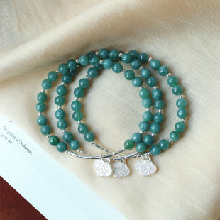 天然A货翡翠危料蓝水圆珠原创款 女款 翡翠简约款 手串饰品礼物 手链