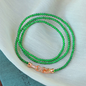 冰透正品 精品 女款 项链 翡翠锁骨链 天然A货翡翠危料帝王绿圆珠款