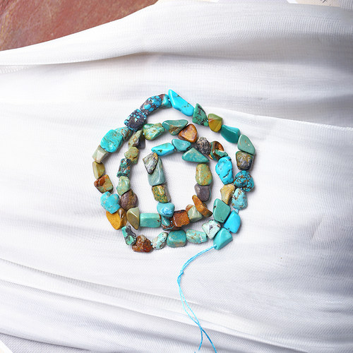 适合DIY绿松石随形半成品 湖北松石饰品