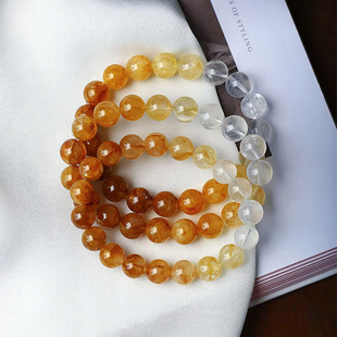 工厂处理福利价天然水晶黄胶花渐变色单圈手链 水晶手串饰品 女款