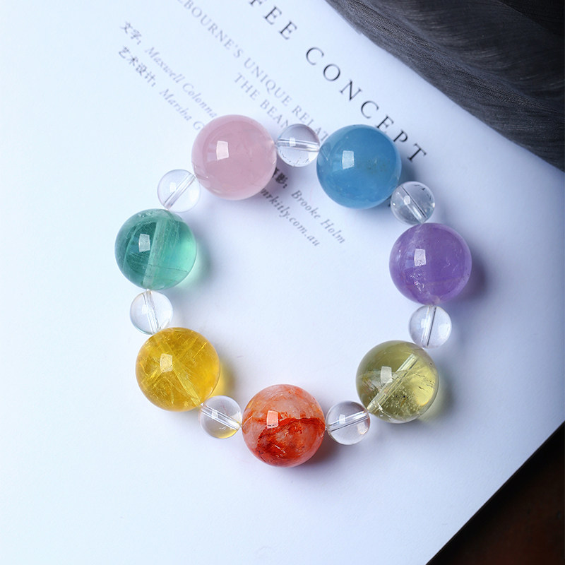 天然水晶多宝手链 配粉晶薰衣草紫晶海蓝宝胶花黄萤石女款饰品,饰品/流行首饰/时尚饰品新,手饰/手串,淘宝优惠券,粉丝福利购,淘宝优惠卷