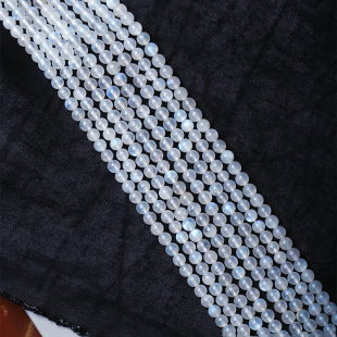 天然蓝月光石圆珠半成品长条 水晶串珠手串DIY材料饰品礼物 女款