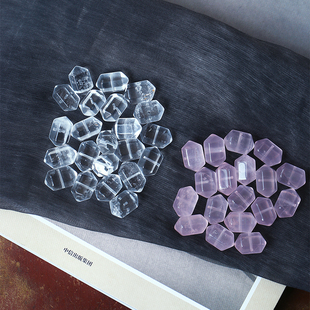 天然白水晶粉水晶打磨能量柱配珠配饰散珠通孔配件 女手工diy串珠