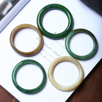 一物一图 孤品清仓捡漏 烟灰烟紫青玉碧玉和田玉手镯宽镯子