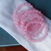 天然粉水晶手链 芙蓉石女款 粉水晶桃花手串饰品生日礼物