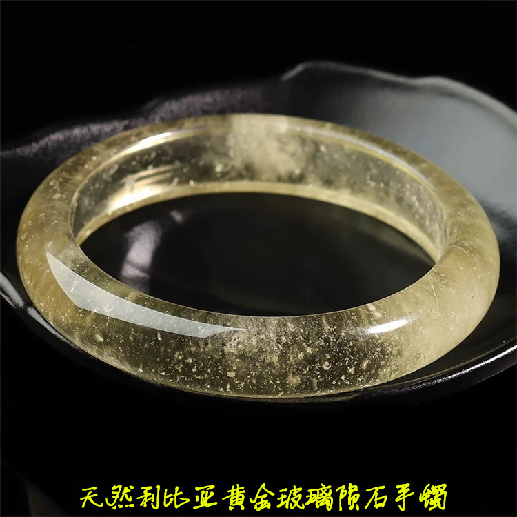 天然利比亚黄金玻璃陨石手镯利比亚陨石原石沙漠黄金玻璃天外来物