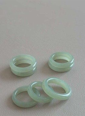 天然和田玉新疆且末蓝戒指 男女款玉石戒圈指环饰品