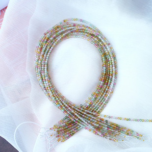 天然糖果色碧玺圆珠半成品晶体颜色好 手工串珠DIY女水晶手链材料