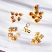 18K金镶嵌翡翠珍珠石榴石款 配件挂坠K金镶嵌款 隔珠材料女手工串珠