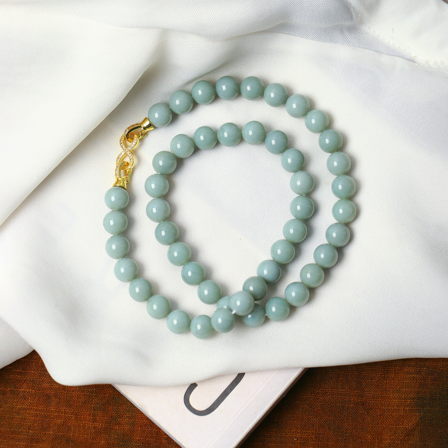 天然俄罗斯碧玉鸭蛋青细料圆珠款项链男女款碧玉粉青玉石颈链饰品,珠宝/钻石/翡翠,颈饰,淘宝优惠券,粉丝福利购,淘宝优惠卷