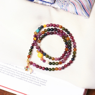 年末捡漏福利货不多天然水晶老矿碧玺原创搭配款三圈手链女款手串