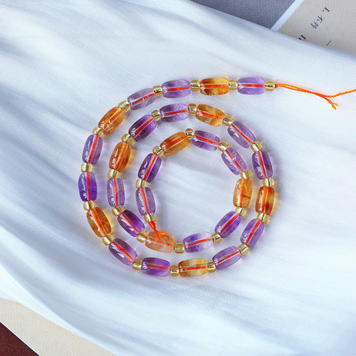 紫水晶黄塔晶桶珠半成品长条