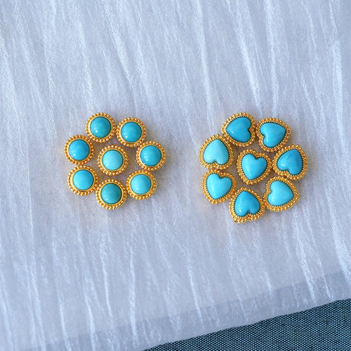 原矿绿松石18K金镶嵌女款diy