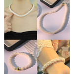 天然淡水珍珠巴洛克随形珍珠编织毛毛虫款项链手链套装 女款珍珠