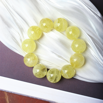 天然大颗粒黄水晶阿塞圆珠款手链 男女款黄水晶手串饰品礼物