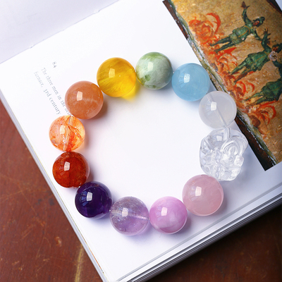 天然水晶多宝貔貅款手链